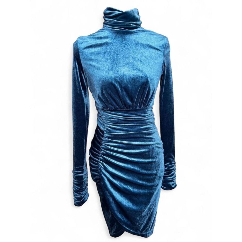 Women's Blue Dress Mock Neck Size XS